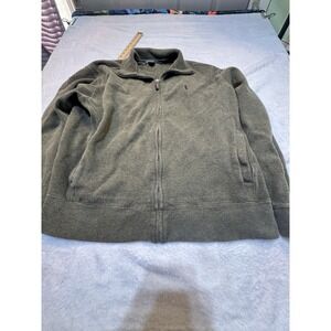 Polo‎ Ralph Lauren Men's Full Zip Sweater Size L Hunter Green Collar Preppy